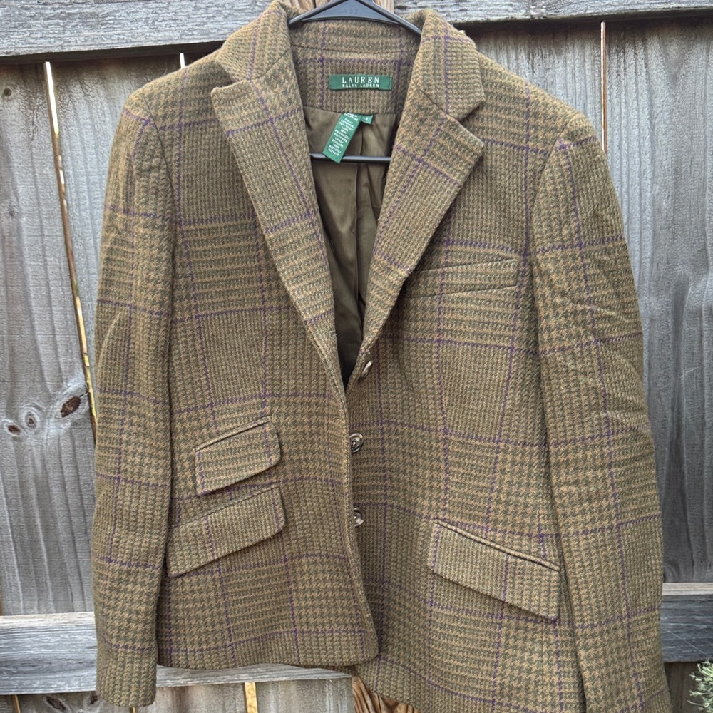 Ralph Lauren Olive and Purple Checkered Blazer